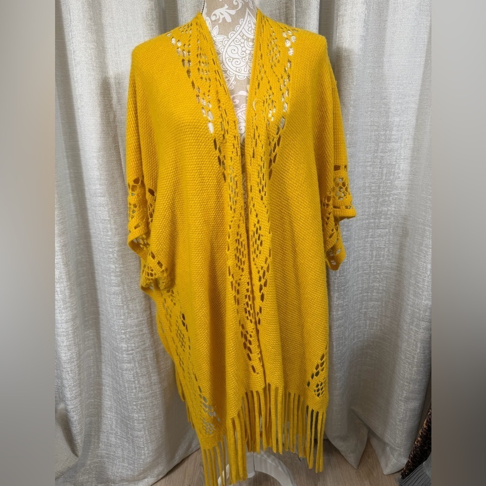 Anthony Original Mustard Yellow Knit Kimono Cardigan - Picture 4 of 8